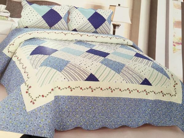 Cheap Comfotable Quilt Bedding Set , Cotton Comforter Sets Border In Wave Or Straight for sale