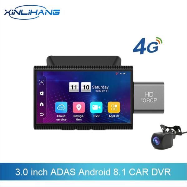 Cheap 4G 3inch Android 8.1 ADAS Dual Micro Dvr Dash Cam With DVR System 128G 24H for sale