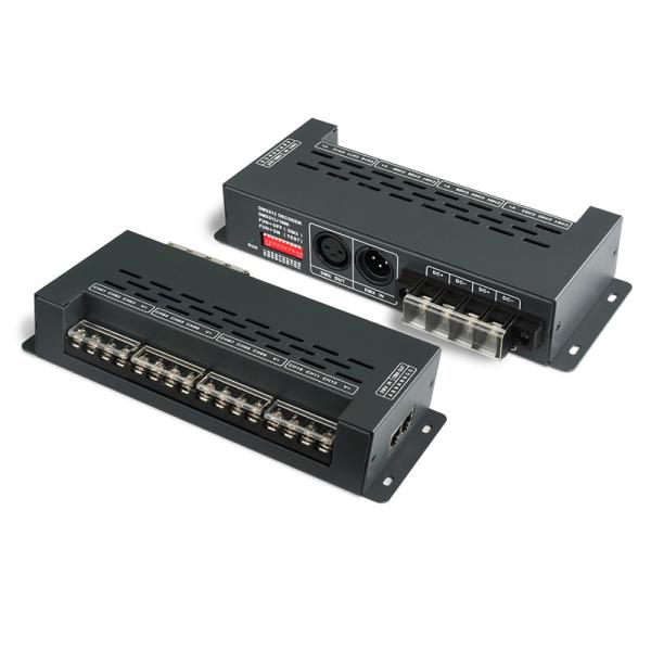 Black 12 Channel Dmx Decoder 720W High Pwm Frequency Output , 0~100% Dimming
