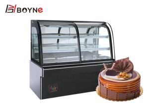 China Curve Glass Front Door Opened Cake Display Case With LED Light on sale