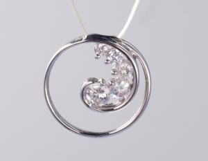 Geometric Series Round Delicate 925 Silver CZ Geometric Pendant Customizable With 46cm Chain   925 Silver CZ Pendant