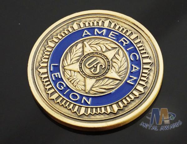 Cheap Custom Logo Soft Enamelled US 3D effect Challenge Coins Antique gold With Soft Enamel Both side for sale