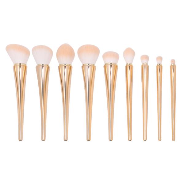Cheap Hairpin Shape Private Label Makeup Brushes With Plating Handle for sale