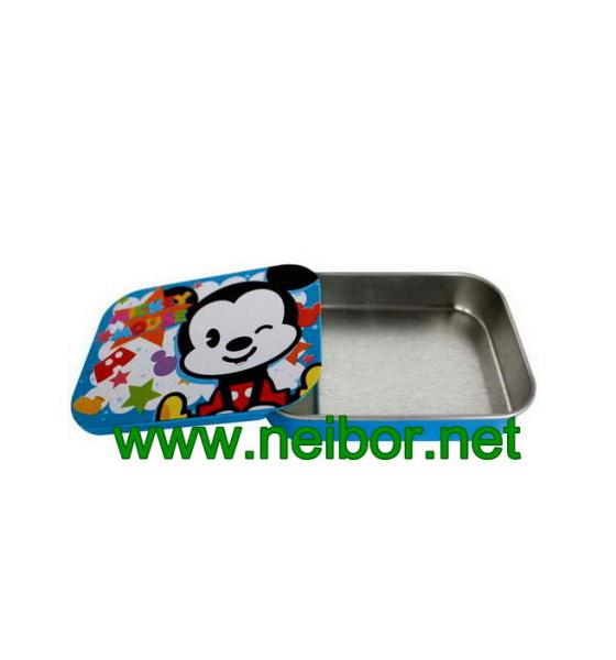 Cheap rectangular shape candy tin box with sliding lid for sale