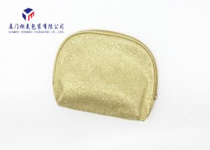 Gold Embossed Fabric Makeup Bag With Super Clear Soft PVC Window On Front Side