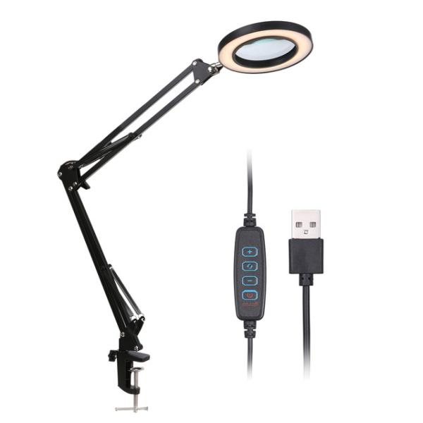 Cheap magnifying lamp clamp base led magnifier  magnifications lenses USB power input supply table clamp task magnifier lamp for sale