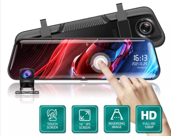 Cheap 10 Inch Bluetooth Android Carplay Dashboard Mirror Stream Dual Drive Recorder IPS for sale