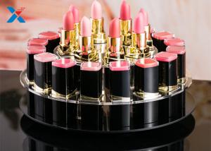 Best 2 Tiers Round Acrylic Makeup Organiser 360 Degree Rotating For Displaying Lipsticks wholesale