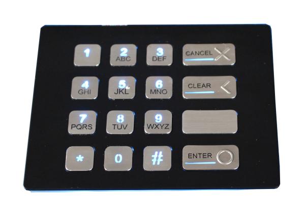 Cheap 16 keys weather proof industrial black backlit metal numeric USB keypad with dot matrix for sale