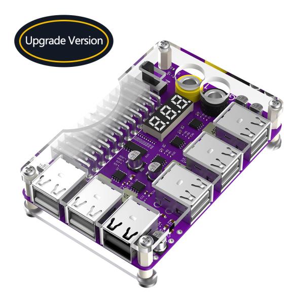 Cheap ATX 24 Pin Power Supply Breakout Board with Acrylic Case Kit 3 Digit LED Display 12- port USB 2.0 & QC 2.0/ 3.0 & 12V Output for sale