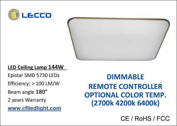 Cheap 144W SMD 5730 LED Ceiling Lamp Dimmable With Remote Controller for sale
