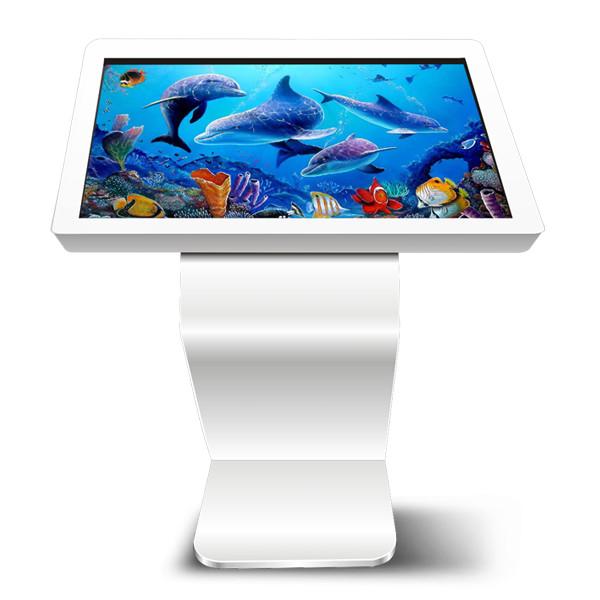 Cheap 43 Inch Interactive Multimedia Free Standing Kiosk Tempered Glass Material for sale