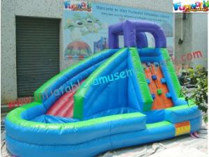 China Children Outdoor Inflatable Water Slides , Mini Water Pool Slide on sale