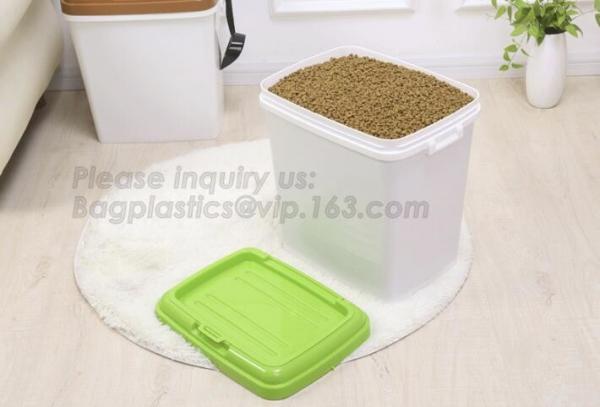 gift pet food container with flap lid, Square Pet Food Large Container / Animal Metal Food Seed Storage Bin, bagplastics