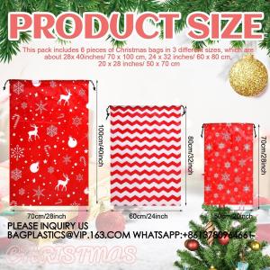 Best Drawstring Christmas Gift Bags Reusable Xmas Wrapping Bags Giant Christmas Sacks For Xmas Party Favors wholesale