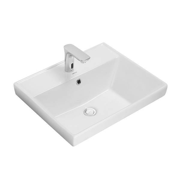Cheap Ceramic Vanity Countertop Basin With Tap Hole White Glazed Color for sale