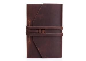 Dark Borwn Color Personalized Leather Bound Journal Refillable Weight 488g