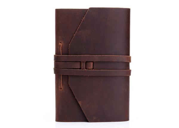 Cheap Dark Borwn Color Personalized Leather Bound Journal Refillable Weight 488g for sale