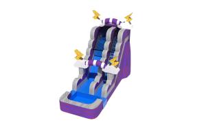 China Inflatable Purple Thunder Water Slide With Pool Outdoor Playground on sale