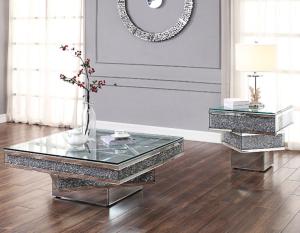 Unique Square Crushed Diamonds Coffee Table Side Table End Table