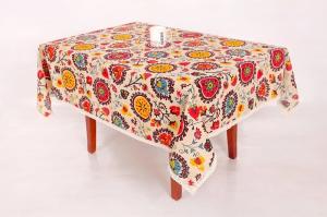 China Sun Flower Pattern Custom Printed Tablecloths With Elegant Lace Trim on sale