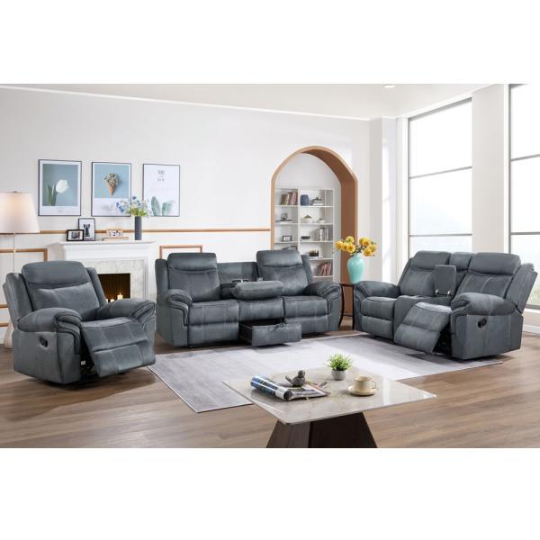 Cheap Recliner Sofa set with Dropdown Table and Drawer and Storage Box, Gray Fabric-like vinyl for sale