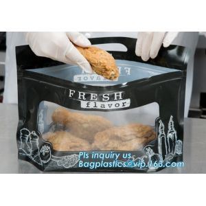 Barrier, Moisture Proof, Kraft Rotisserie Chicken Bags Hot Meal Packaging Deli Bag With Resealable Zipper Lock