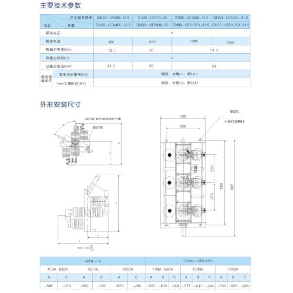 GN30-12D 12kV High Voltage Disconnect Switch Indoor Load Break Switch