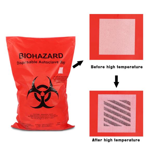 Cheap Autoclavable PP Biohazard Plastic Bags With Temperature Indicator for sale