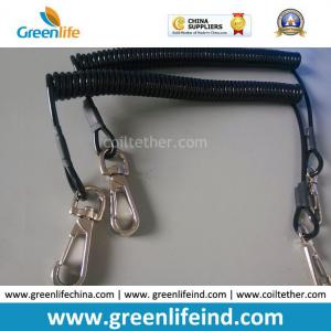 Best Smooth Black Strong Heavy Duty Coiled Tether Lanyard W/Hooks wholesale