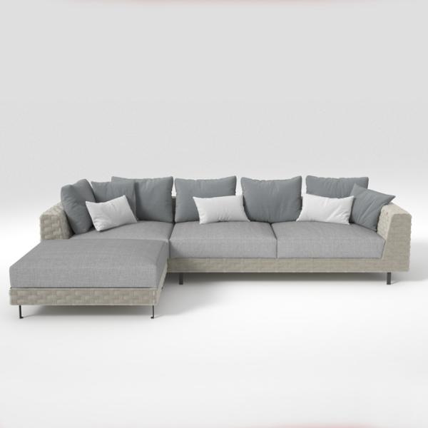 Cheap L Shape High Density Foam Seat Rattan Corner Lounge Set for sale