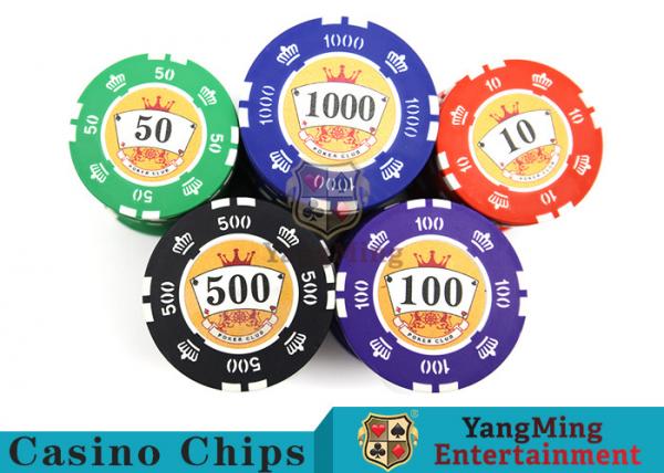 Cheap Sticker Pure Casino Poker Chip Set With UV Logo , Ceramic Poker Chip Sets  for sale