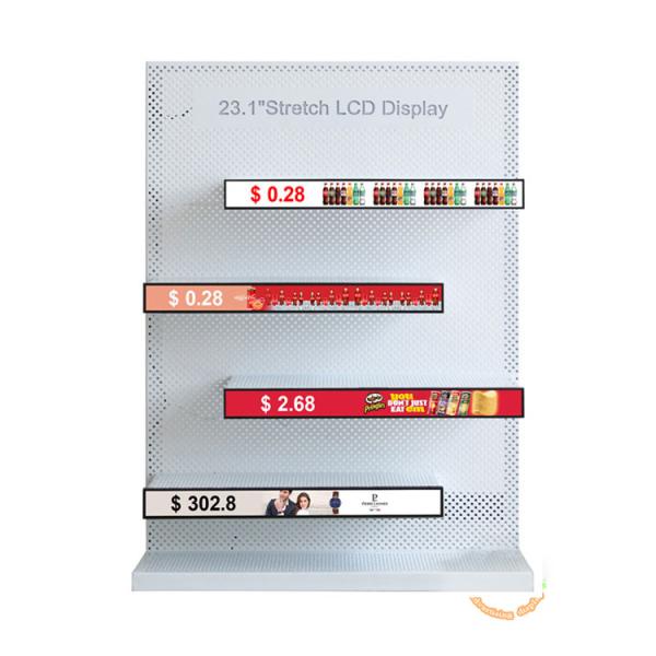 Cheap VETO Ultra Wide Stretched Bar Screen Indoor Lcd Advertising Players Android Shelf Edge Strip Display for sale