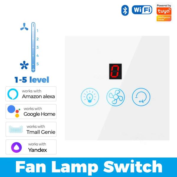 Cheap Glomarket Tuya Wifi Fan Light Switch Touch 3 In 1 Switch 5 Speed Adjustment Ceiling Fan Switch For Alexa Google Home for sale