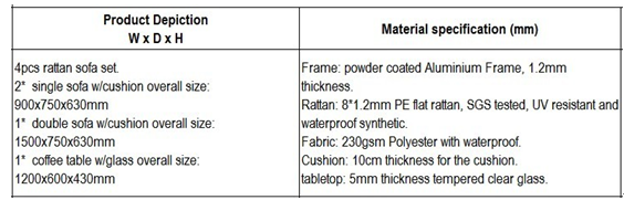 Double Seat Cane Lover Sofa , Washable Synthetic Rattan Couch