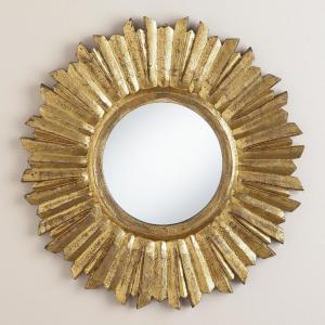 Best Metal Frame Sunflower Round Wall Mirror 24 X 36 Antique Gold For Dressing Room wholesale