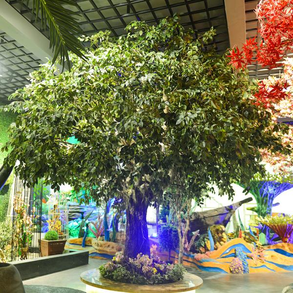Cheap 2m Artificial Landscape Trees Large Ficus C Style Custom Height Exibition Hall Foliage Tree for sale