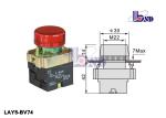 Red Push Button Light Switch With Led Via Integral Resistance LEC60947-5-1