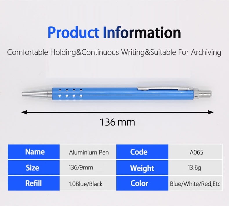 Metal Press Gradient Aluminum Ballpoint Pen 1.0mm Advertising Ballpoint Pens