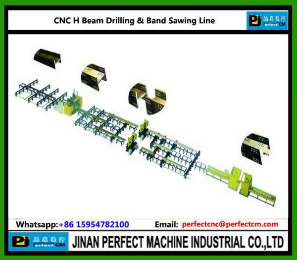 Cheap CNC H Beam Drilling and Band Sawing Line for sale