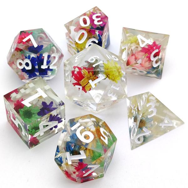 Cheap Practical Resin Sharp Edge Dice , Hand Carved Clear Polyhedral Dice for sale