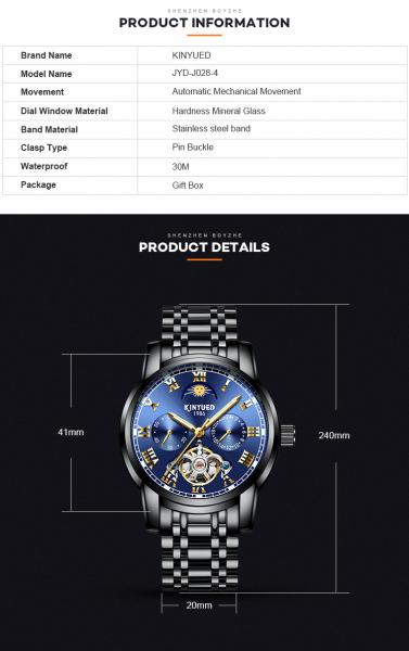 Analog Pointer Tourbillon Mechanical Watch Mens Mechanical Watches