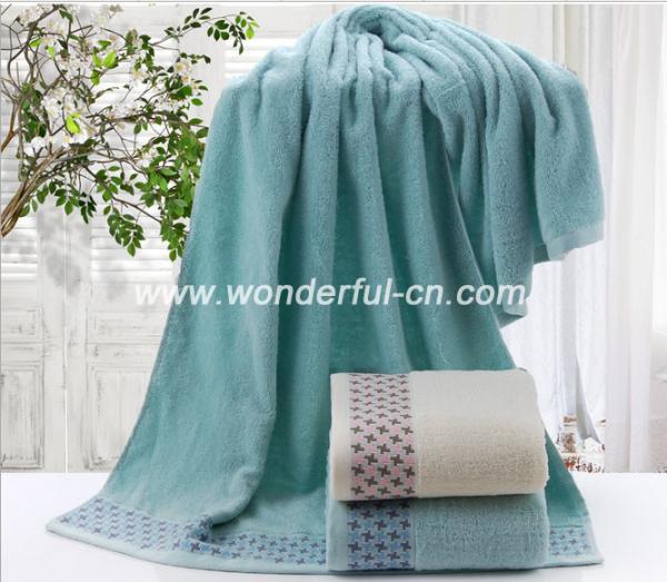 Cheap Customized soft holiday big blue bath towels with dobby for sale