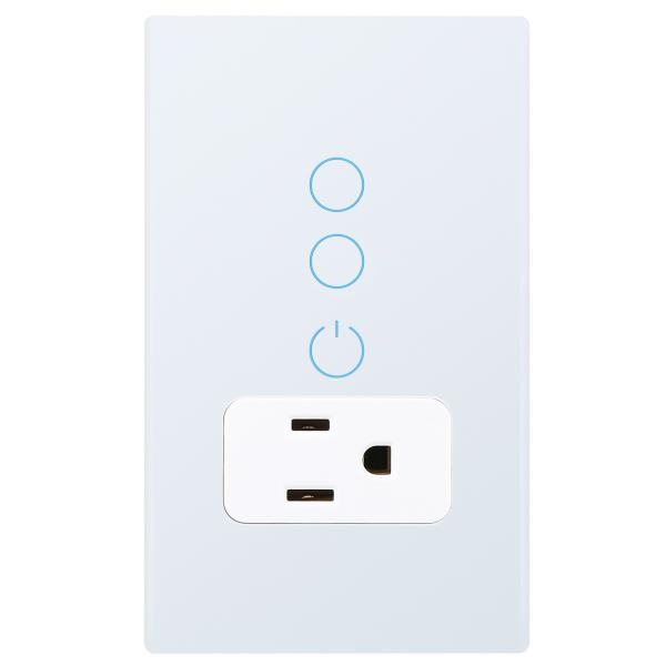 Cheap Glass Touch WiFi Switch And 2 Gang WiFi Socket For Smart Home Control for sale