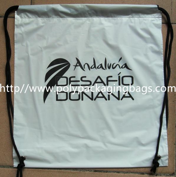 Cheap Frosted CPE Plain Plastic Drawstring Backpack with Double Shoulders for sale