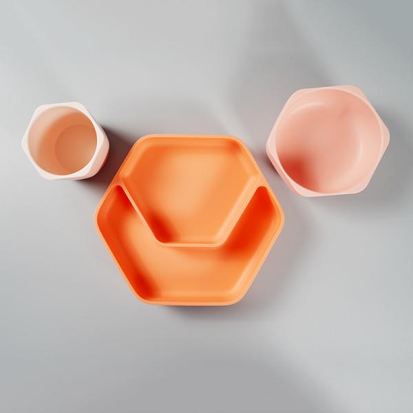 Cheap HEORSHE Non Slip Texture Hexagon Shaped Baby Plate And Bowl for sale