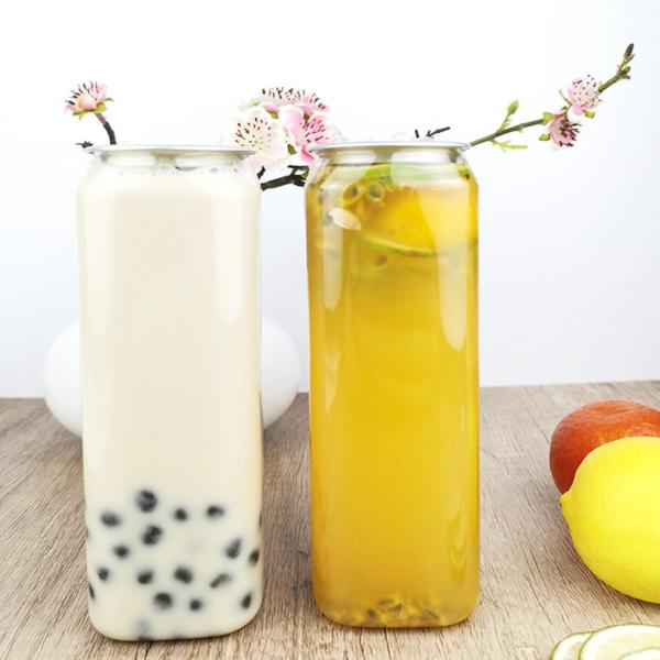 Cheap Clear 0.5L Square Drinking Bottle With Cans Lid Salad Dressing for sale