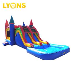 China Blue Red Combo Slide Pool Inflatable Bouncy Castle For Water Park 7*4*4m on sale