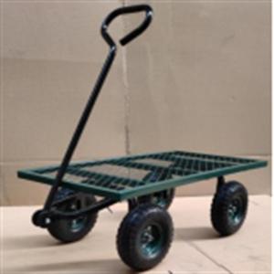 Best Metal Heavy Duty Yard Cart Four Wheel Mesh Deck Steel Wagon Hose Reel Tool Cart wholesale