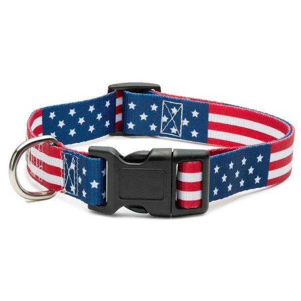 Cheap Multifuction Custom Nylon Dog Collars Sturdy Polyester Webbing American Flag Pattern for sale